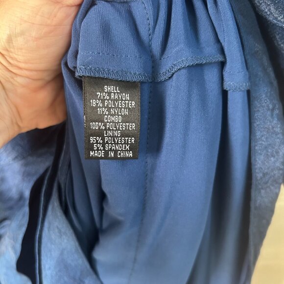 Adrianna Papell Blue Cocktail Dress Size 8 V-Neck Tiered Chiffon Evening Mermaid - Picture 9 of 10